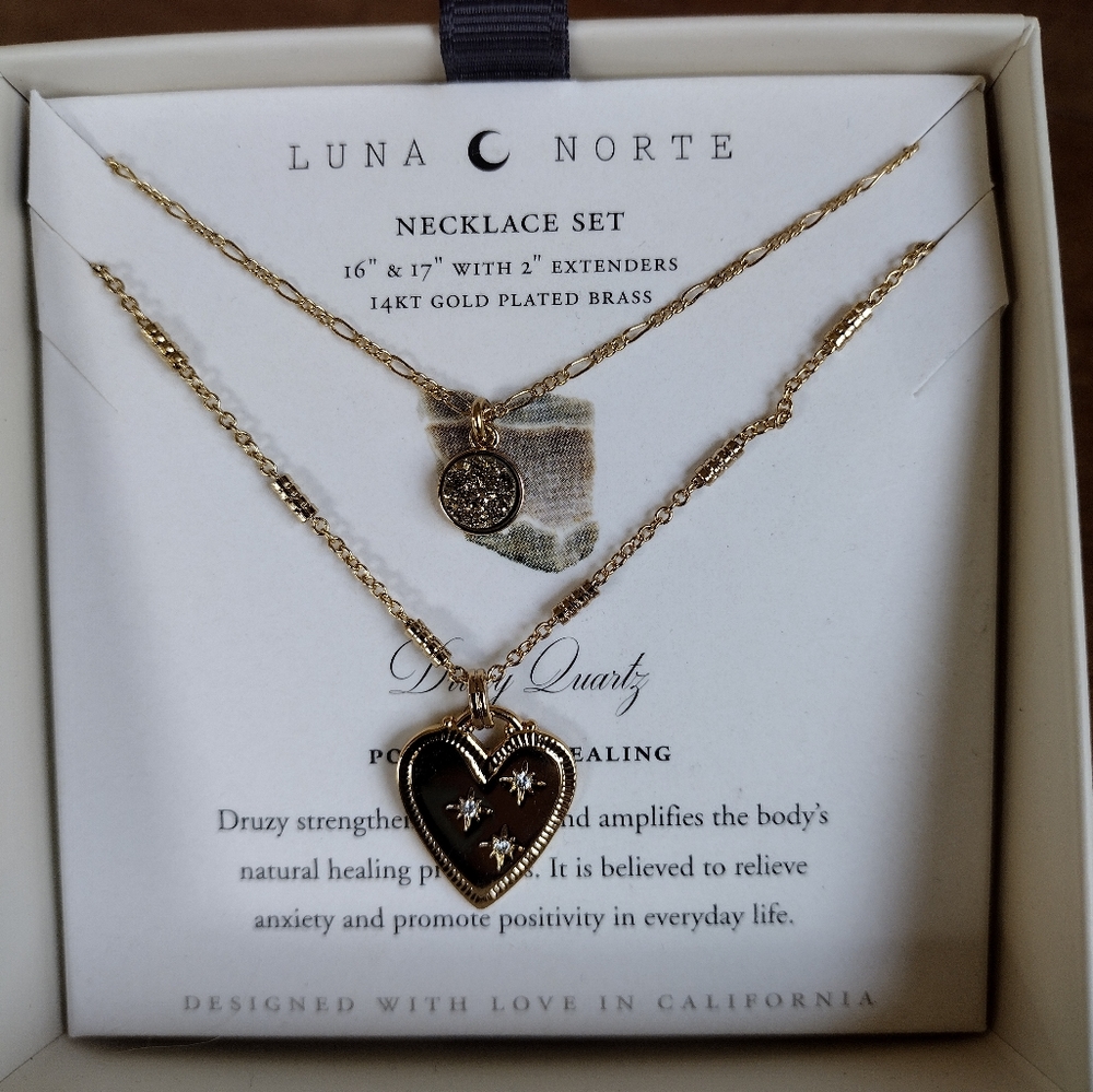 Luna Norte Necklace set. 14KT gold plated.  Brand new!